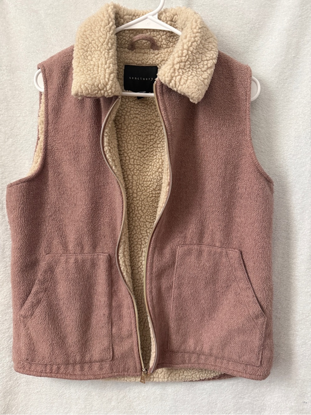 Sanctuary Mauve Pink Sherpa-Lined Vest
